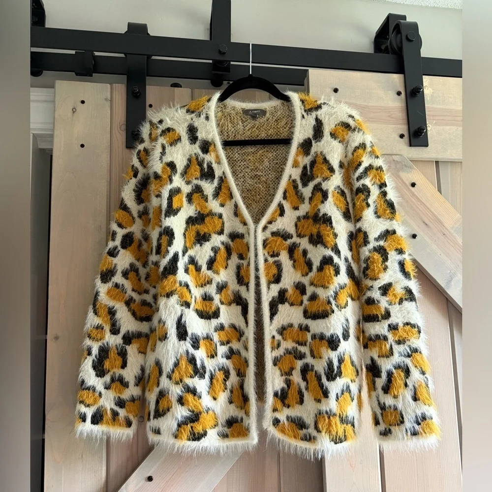 LIKE NEW &Merci Leopard Fuzzy Cardigan